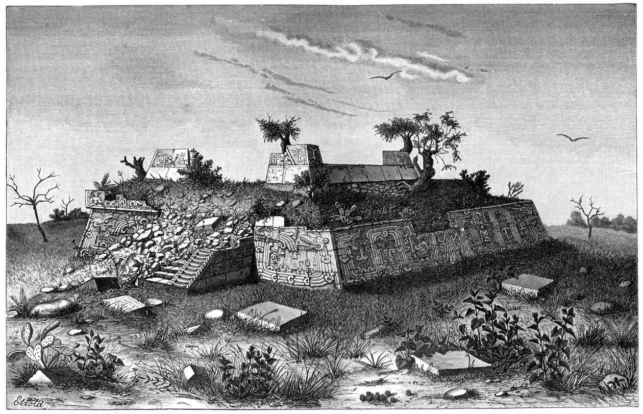 Ruiner af pyramidetrappen i Xochicalco, Mexico, 1901 af Unbekannt