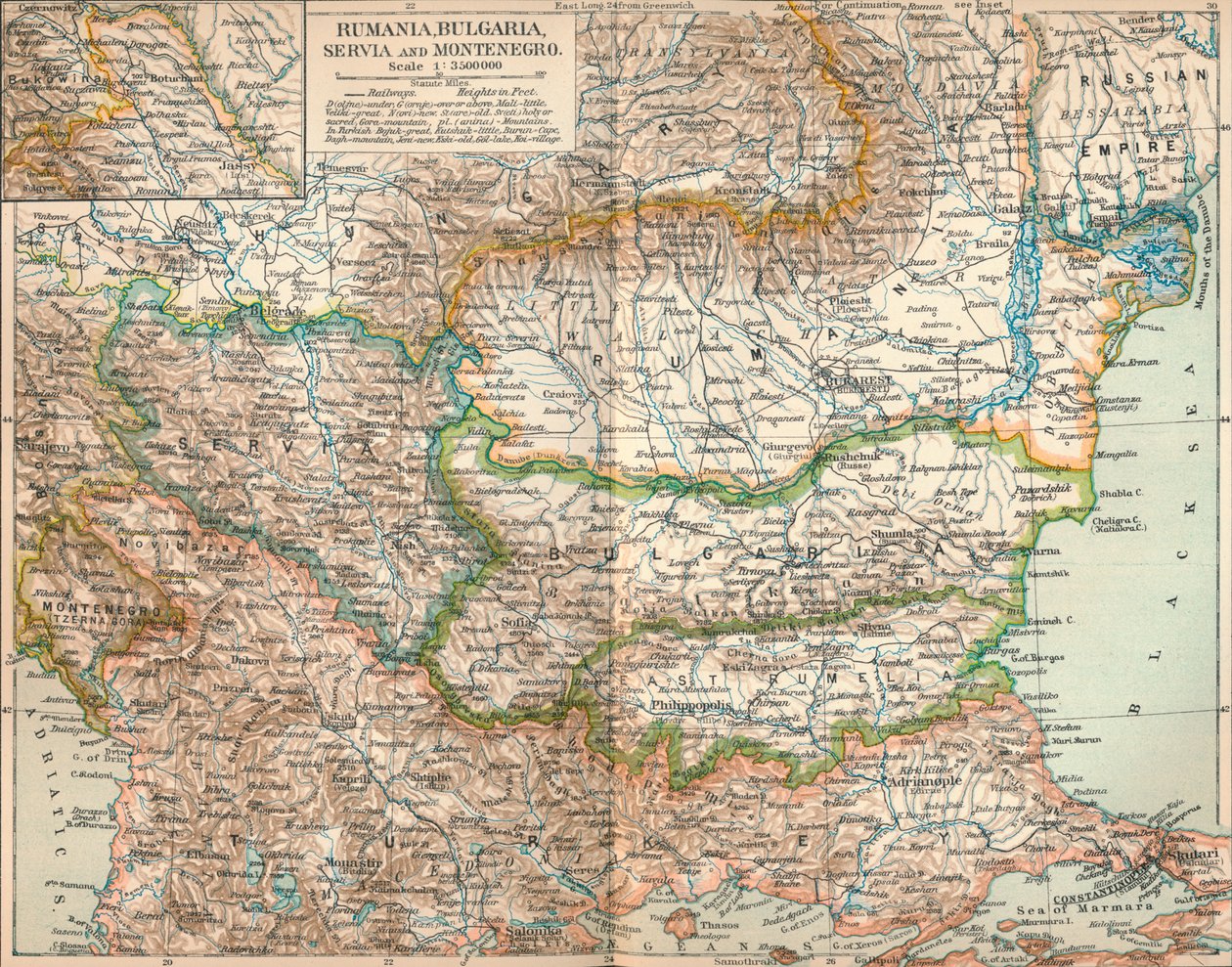 Rumænien, Bulgarien, Serva og Montenegro, c1906, 1907 af Unbekannt