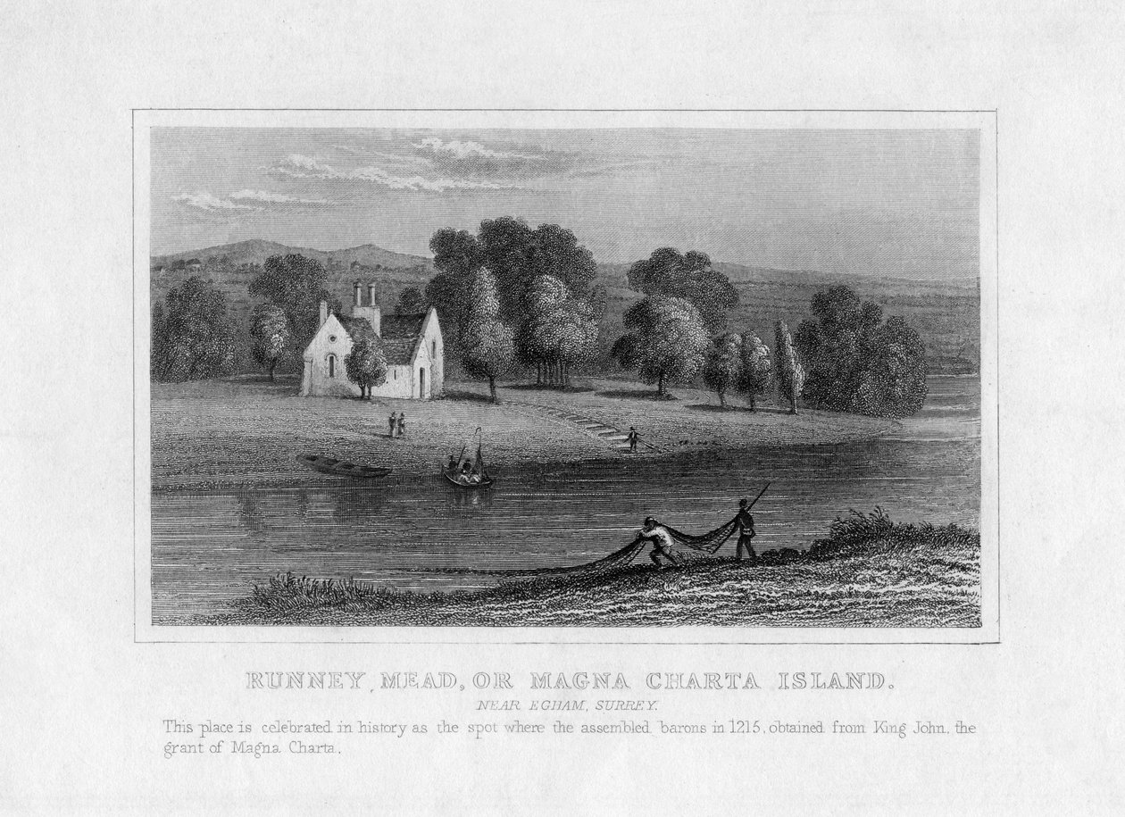 Runney Mead eller Magna Charta Island, nær Egham, Surrey, 1800-tallet af Unbekannt