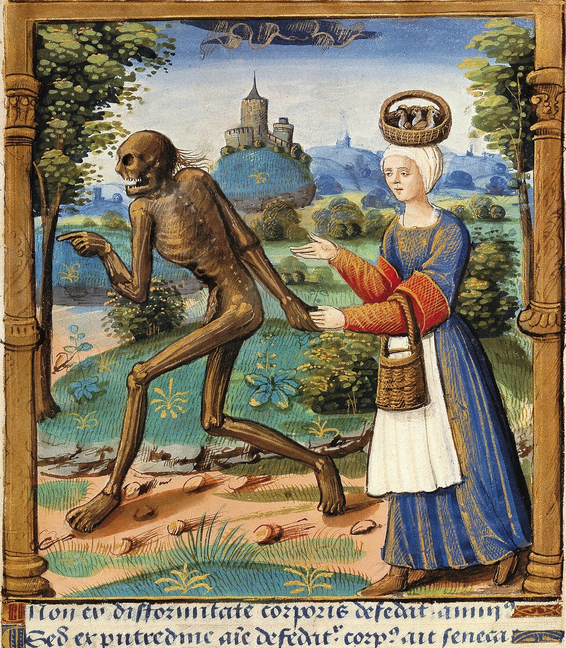 Liv og død på landet. Miniature af et manuskript fra det 15. århundrede. af Unbekannt