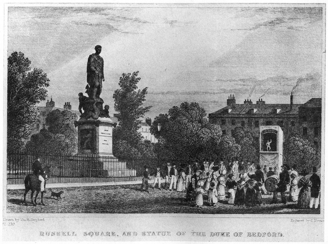 Russell Square og statuen af hertugen af Bedford, London, 19. århundrede 1907 af Unbekannt