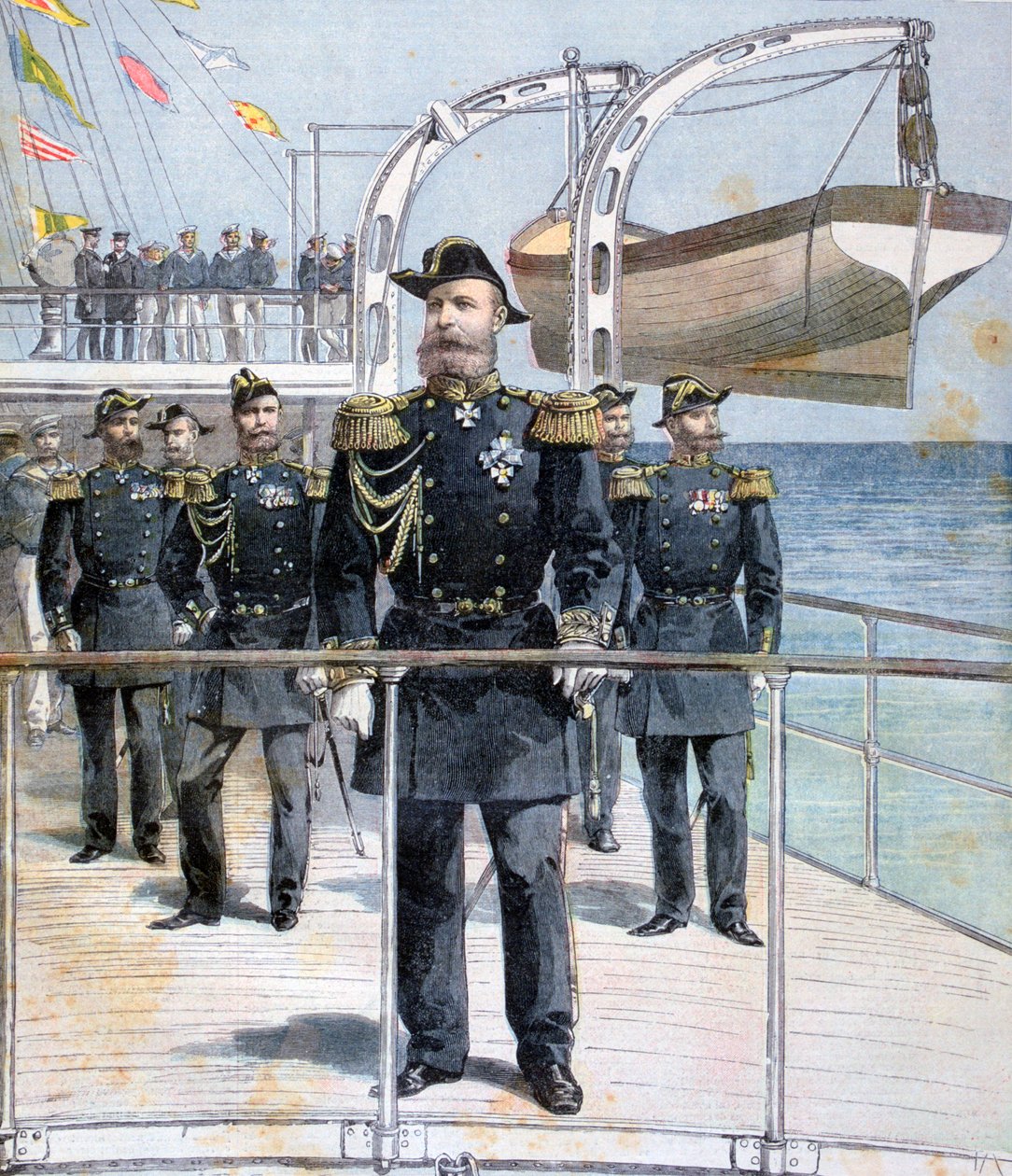 Russisk admiral Avellan om bord på krydseren kejser Nicholas I, 1893 af Unbekannt