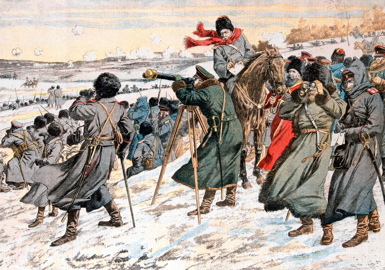 Den russiske general Kouropatkine giver ordre til at trække sig tilbage, russisk-japansk krig, 1904 af Unbekannt