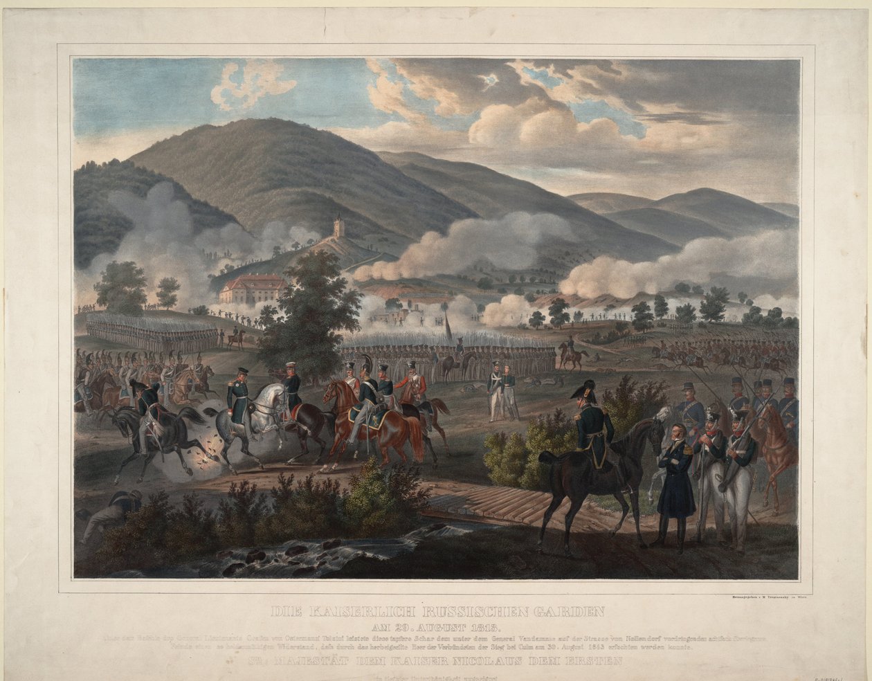 Russisk livgarderegiment i slaget ved Kulm den 29. august 1813, ca 1813 af Unbekannt