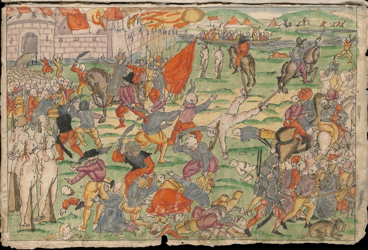 Russiske grusomheder i Livland i juli og august 1577. Fra Johann Jakob Wicks nyhedssamling af Unbekannt