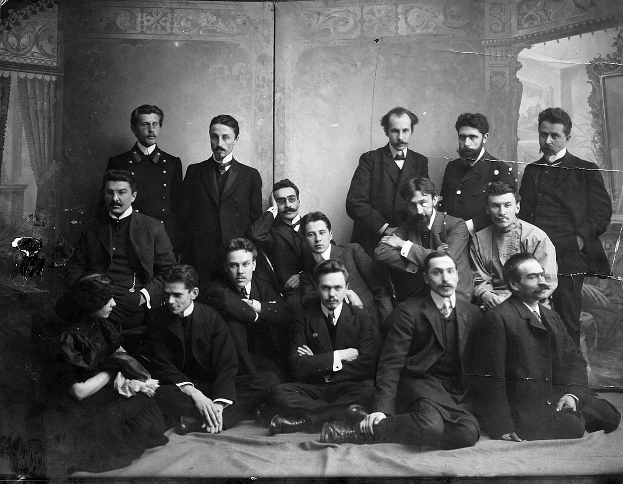Russisk forfatter og digter Andrei Bely med symbolistiske forfattere, 1907 af Unbekannt