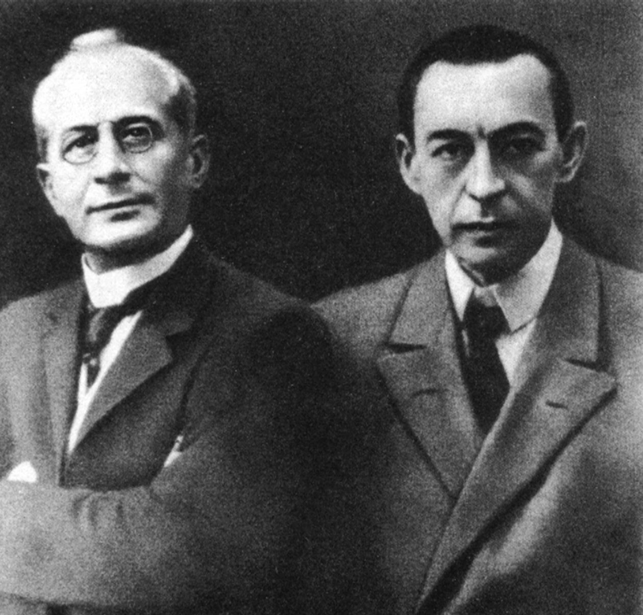 Russisk dirigent Alexander Siloti og komponist Sergei Rachmaninov, begyndelsen af det 20. århundrede af Unbekannt