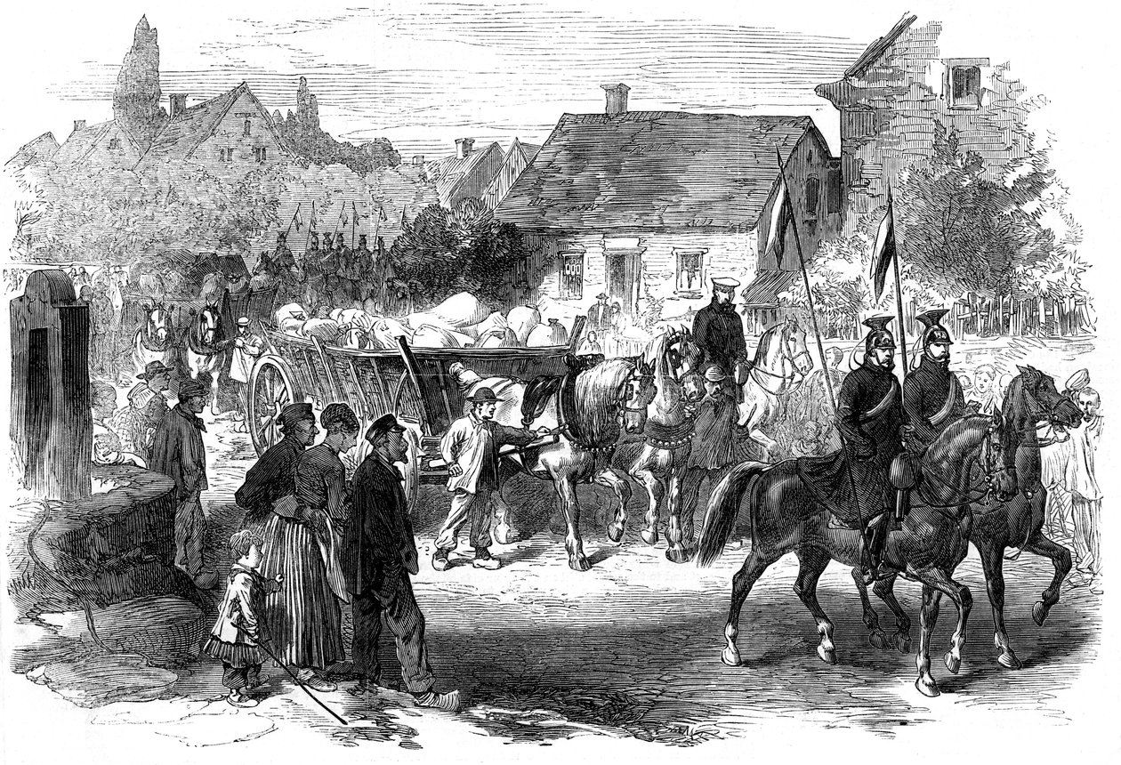 Russiske lancerere, der bringer proviant, 1870 af Unbekannt