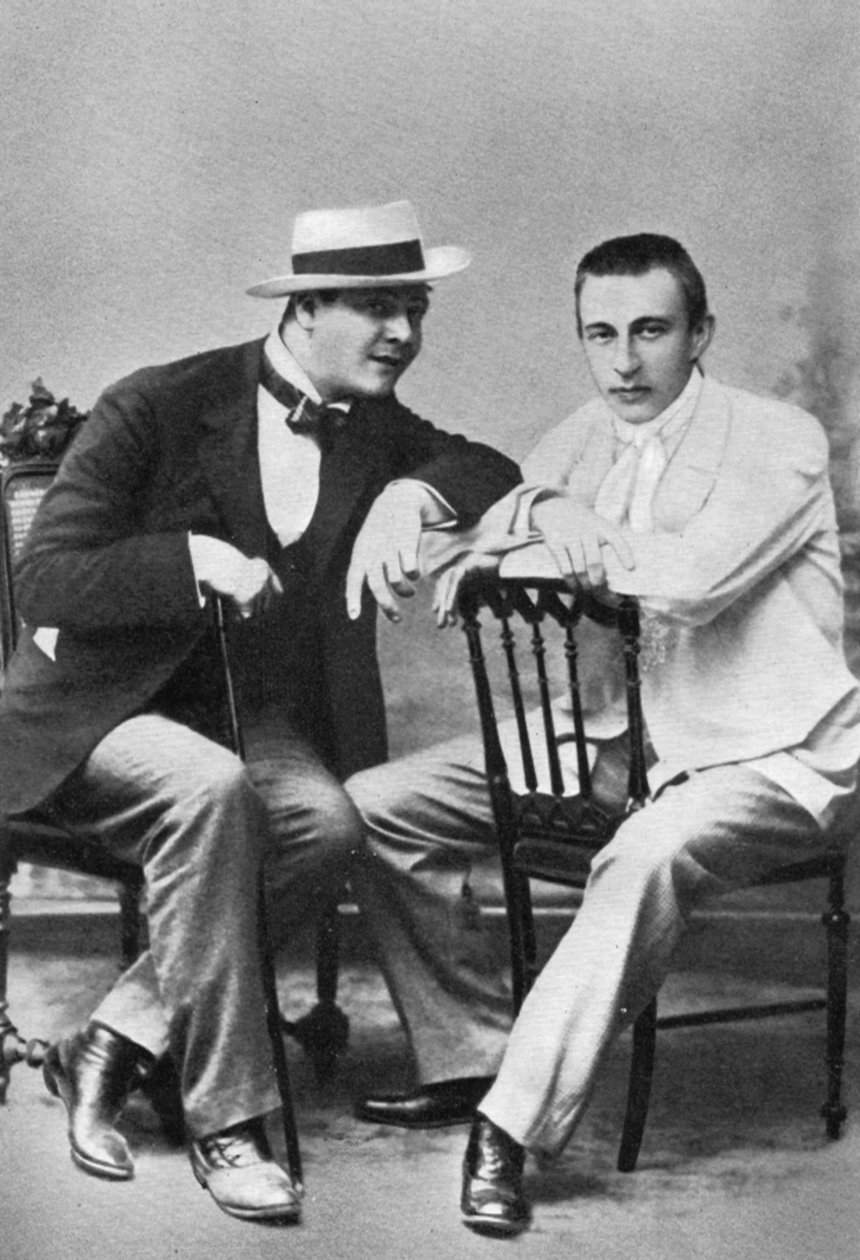 Russisk operasanger Feodor Chaliapin med komponist og pianist Sergei Rachmaninov, c1890 af Unbekannt