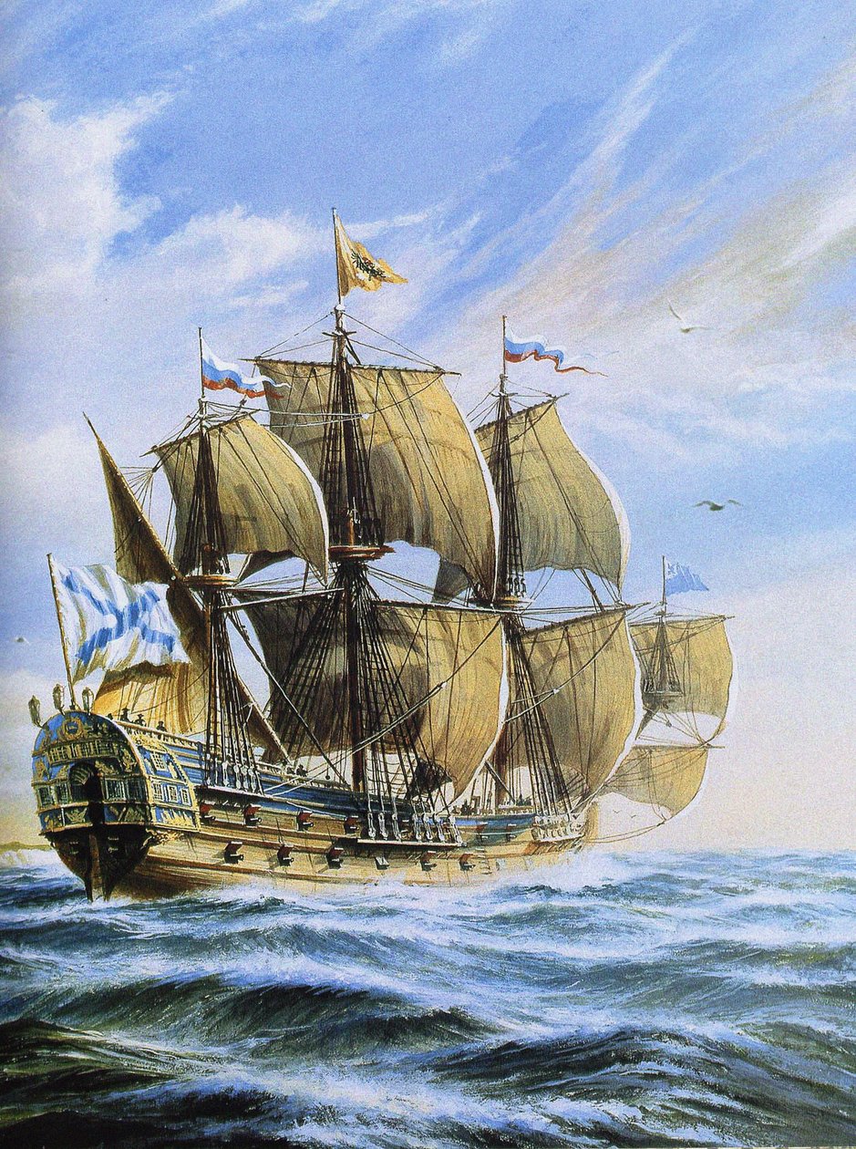 Russisk linjeskib Poltava, 1712 af Unbekannt