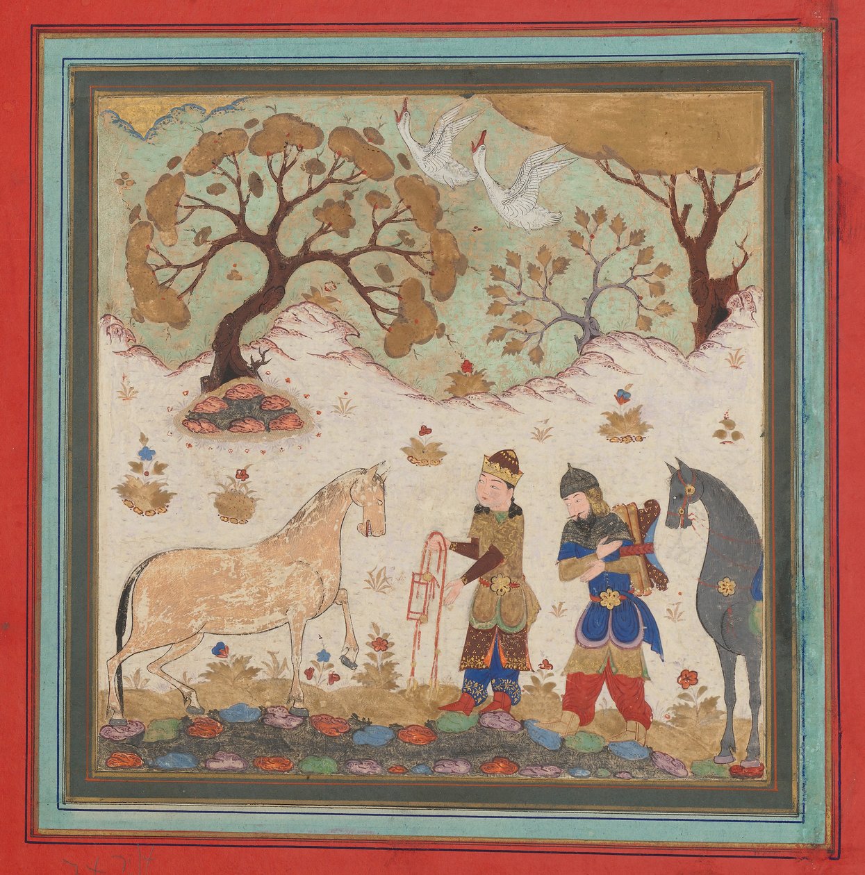 Rustam fanger Rakhsh, Folio fra en Shahnama Kongebog, midten af det 15. århundrede. af Unbekannt