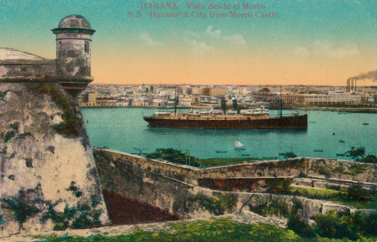 SS Havana og by fra Morro Castle, Havana, Cuba, c1910 af Unbekannt