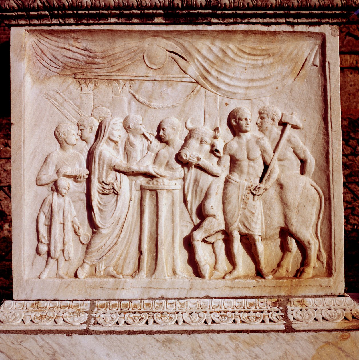 Ofring af en okse, Vespasians tempel, Pompeji, Italien, 1. århundrede af Unbekannt
