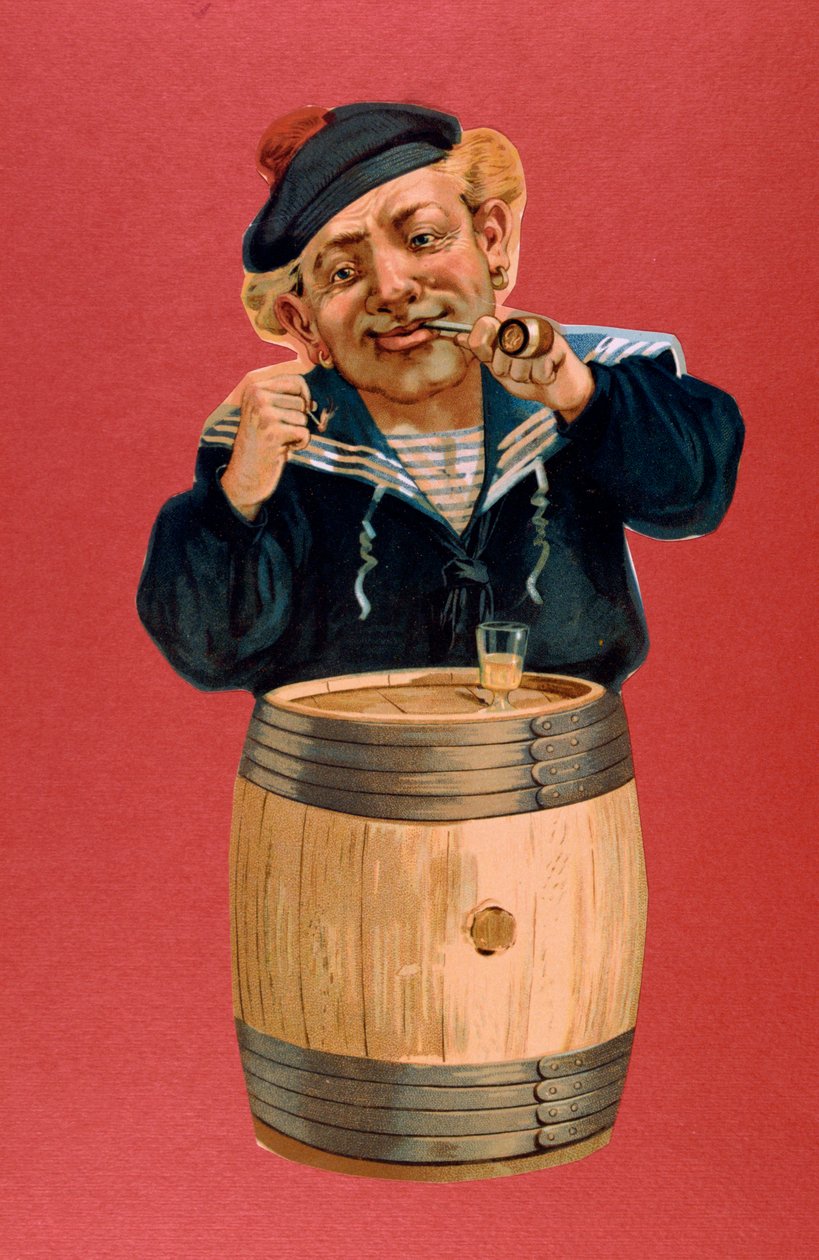 Sømand, der ryger pibe og drikker rom, 1900 af Unbekannt