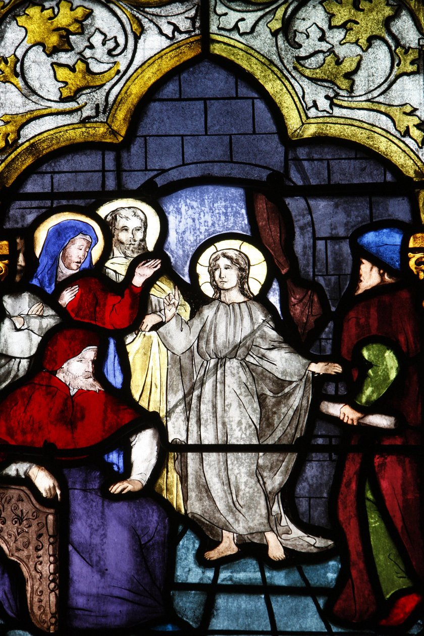 Saint-Corentin (Saint Corentin) katedral, Quimper Glasmosaik: Jesus og lovens læger, Quimper, Frankrig af Unbekannt