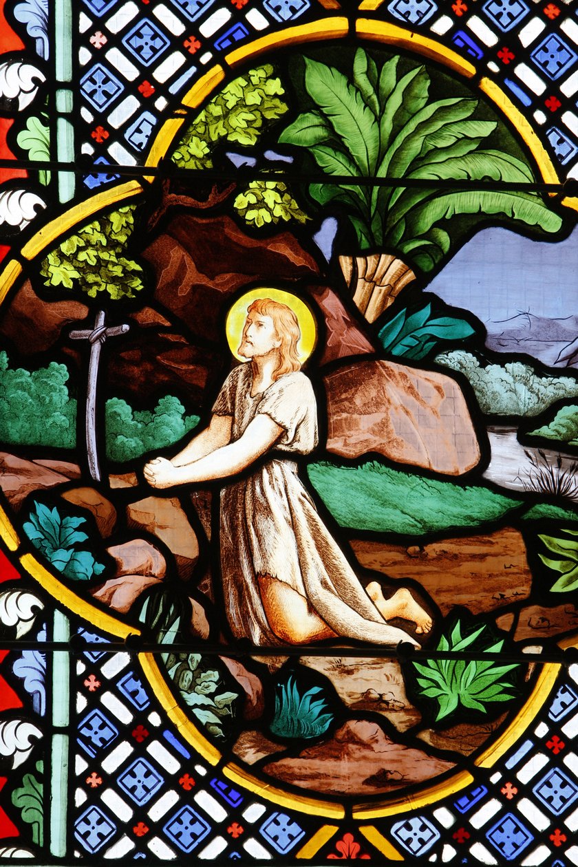 Saint-Corentin (Saint Corentin) katedral, Quimper Glasmaleri: Johannes Døberen i ørkenen, Quimper, Frankrig af Unbekannt