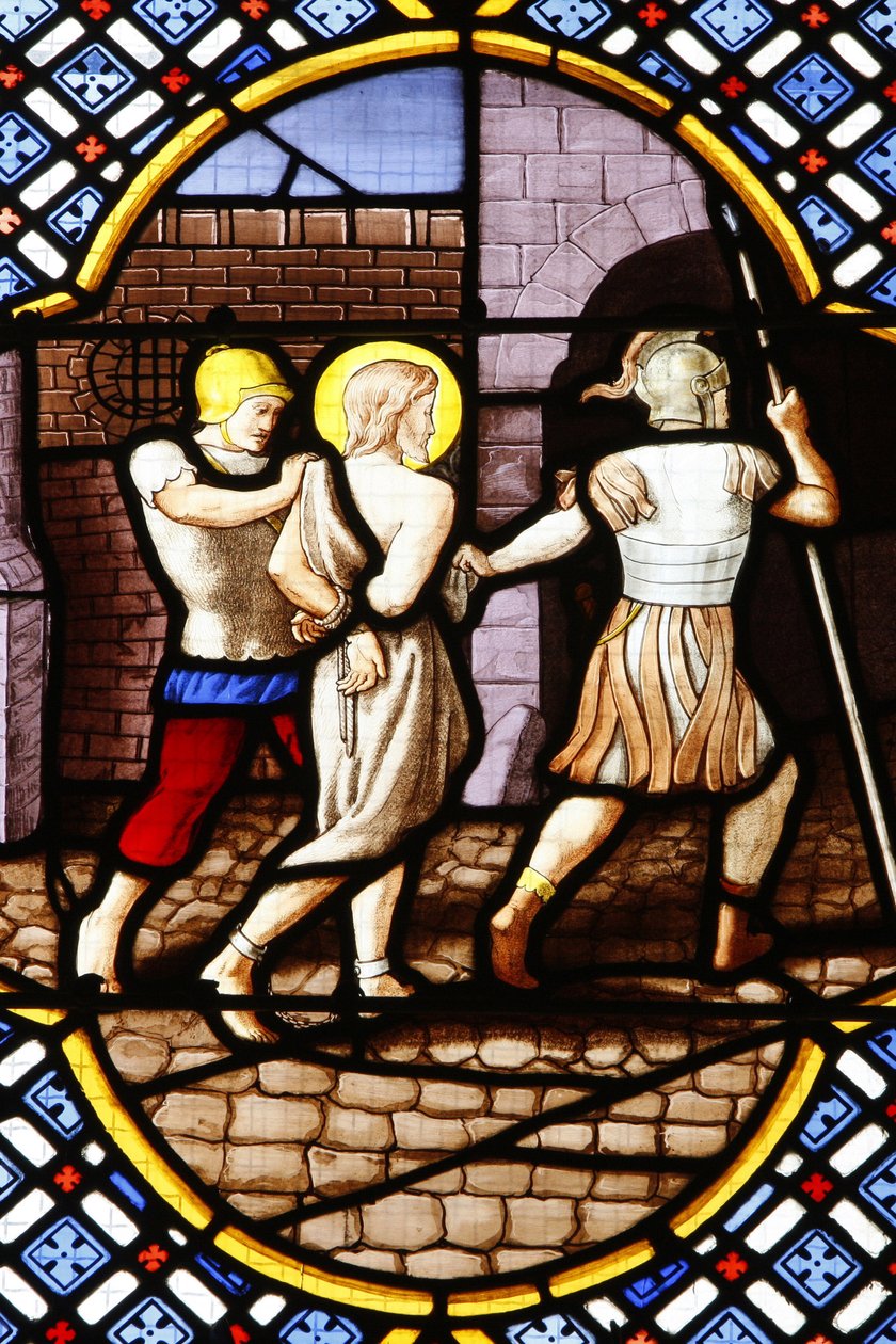 Saint-Corentin (Saint Corentin) katedral, Quimper Glasmaleri: Johannes Døberen arresteret, Quimper, Frankrig af Unbekannt