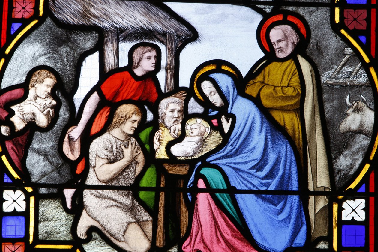 Saint-Corentin (Saint Corentin) katedral, Quimper Glasmaleri: hyrdetilbedelse, Quimper, Frankrig af Unbekannt