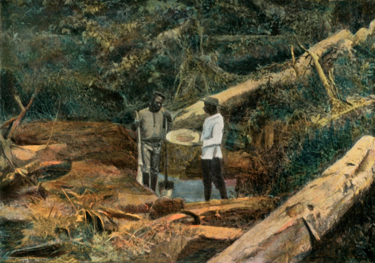 Sankt Elias. La Battee Recherche De LOr, Panorering efter guld, 1900. af Unbekannt