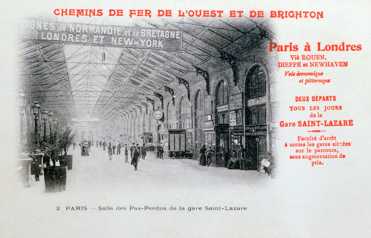 St. Lazare Station, Paris, ca. 1900 af Unbekannt