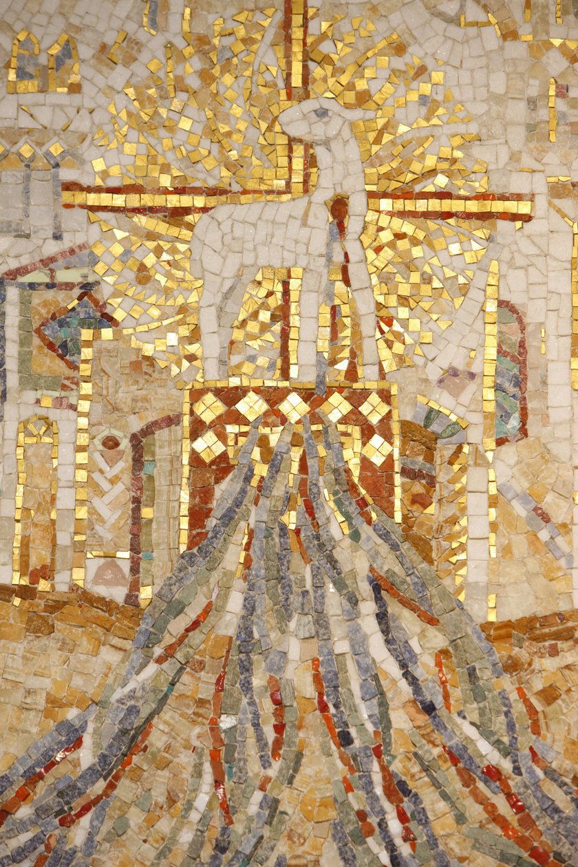 Saint-Maurice klosterbasilika, mosaik af Madeleine Diener Guds lam og 7 kanaler, der symboliserer skabelsen, Saint-Maurice, Suisse af Unbekannt