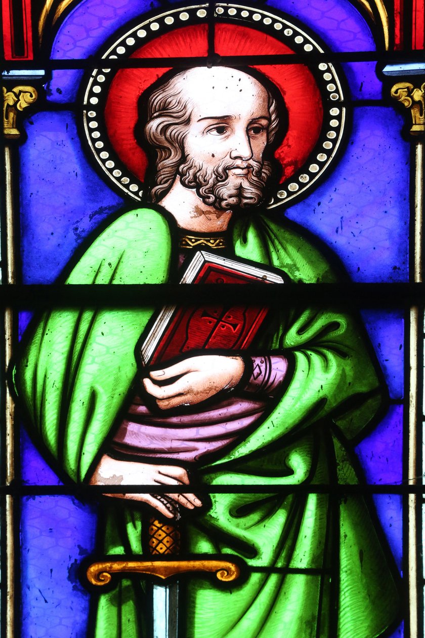 Saint-Pere kirke. Glasmosaik vindue. Apostlen Paulus. Frankrig af Unbekannt