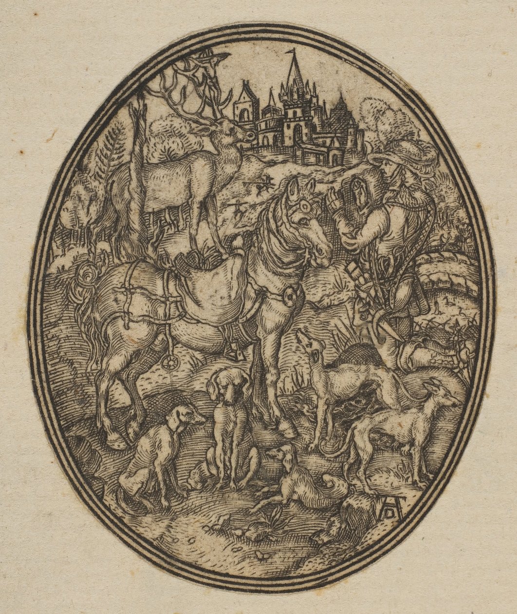 Saint Eustace reduceret bagsidekopi i oval.n.d. af Unbekannt