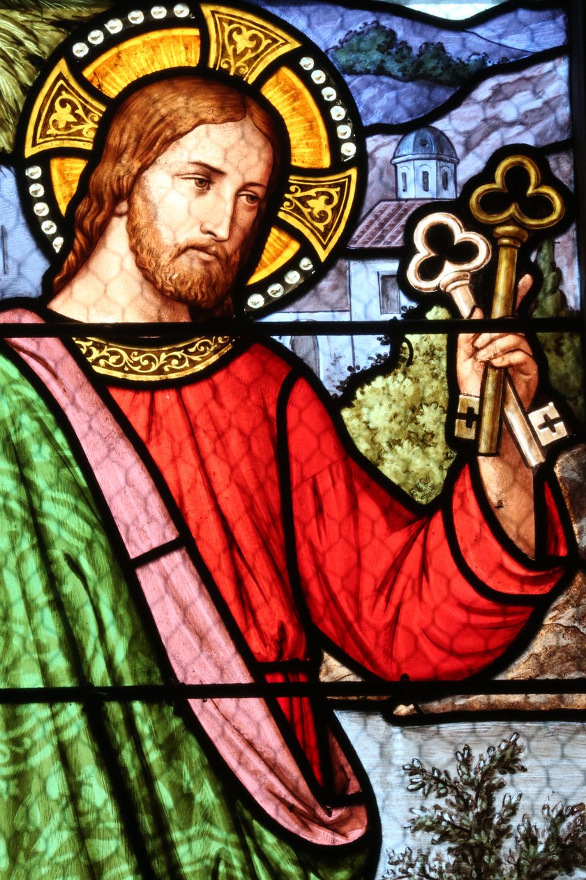 Saint Fargeau kirke. Glasmosaik vindue. Jesus. Frankrig af Unbekannt