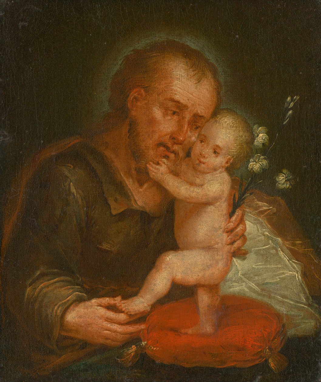 Saint Joseph med Jesusbarnet af Unbekannt
