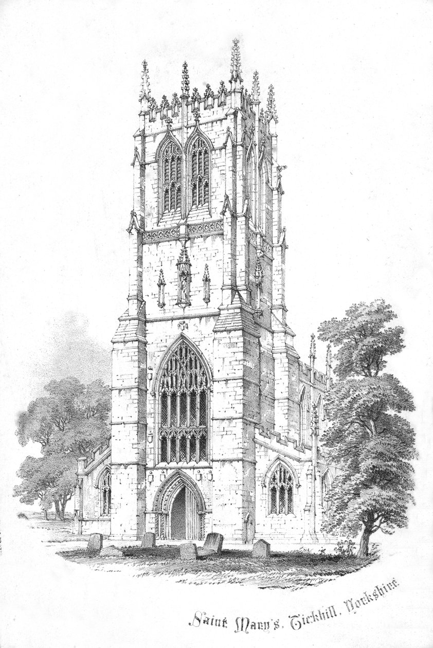 Saint Marys, Tickhill. Yorkshire, omkring 1850