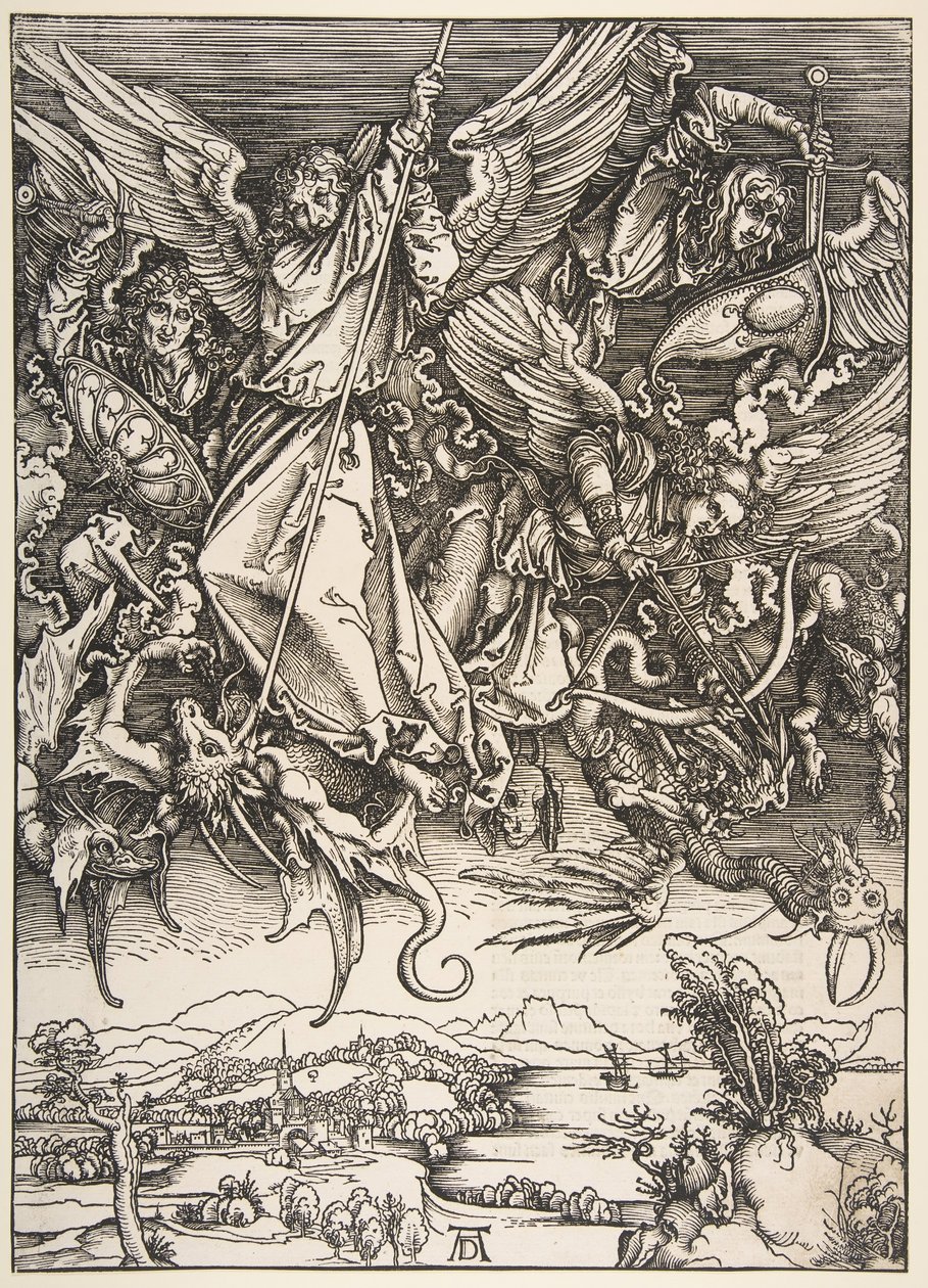 Saint Michael Fighting the Dragon, fra The Apocalypse, 1498. af Unbekannt