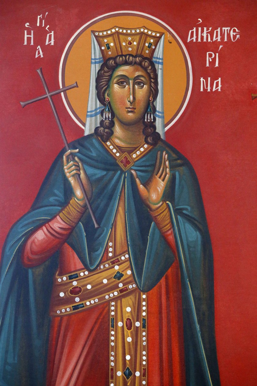 Sainte Kathrine fresco i Holy Cross Church, Pedoulas, 20150510, Pedoulas, Cypern af Unbekannt