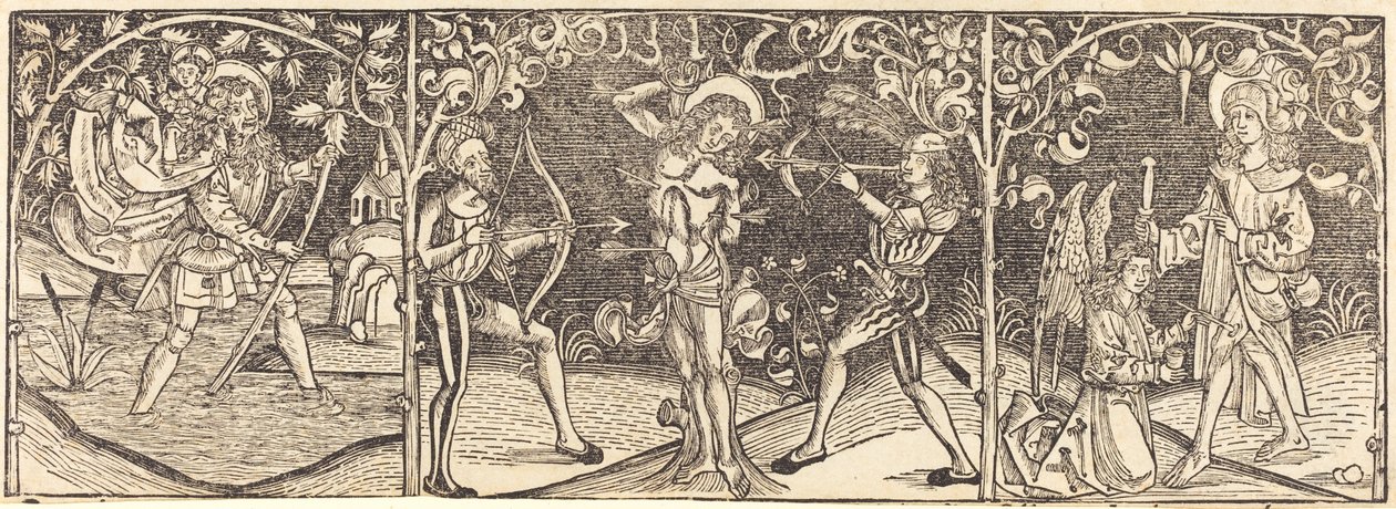 De hellige Christopher, Sebastian og Roche, ca. 1495. af Unbekannt
