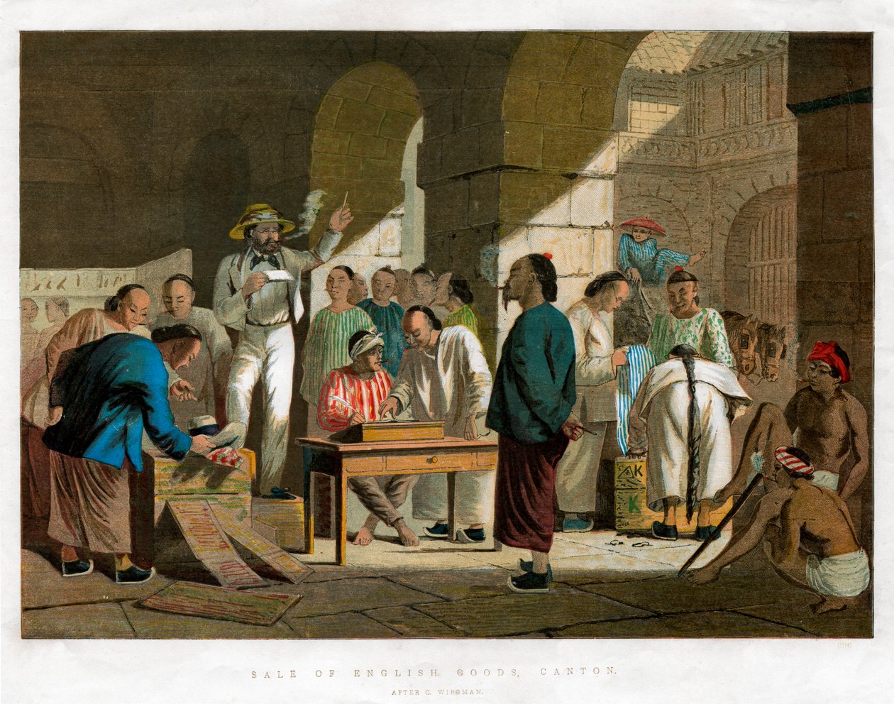 Salg af engelske varer, kanton, 1858 af Unbekannt