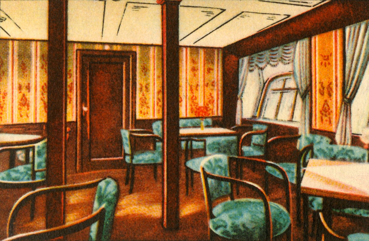 Saloon ombord på en zeppelin, 1932. af Unbekannt