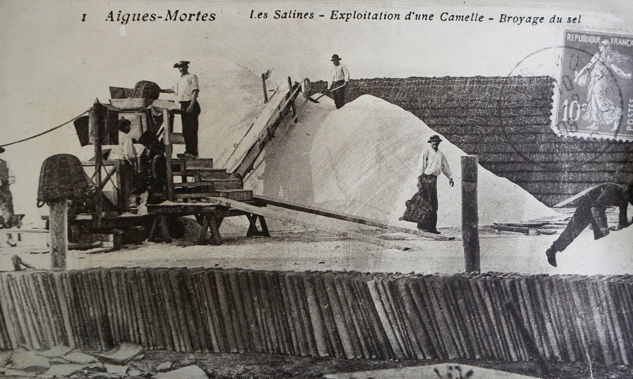 Saltworks, Camargue, Aigues-Mortes, Provence, Frankrig (s/h foto) af Unbekannt