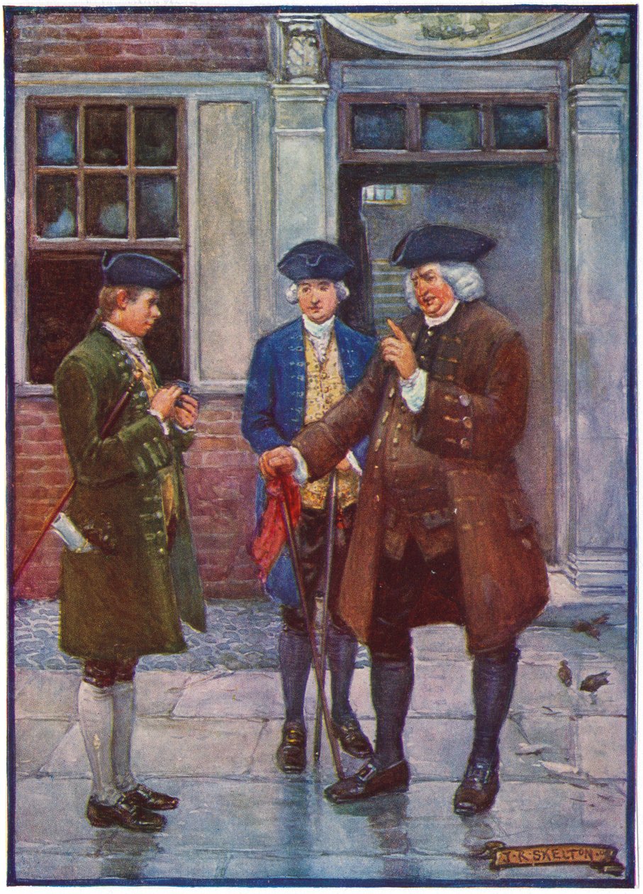 Samuel Johnson, engelsk mand af bogstaver, taler med Oliver Goldsmith, engelsk forfatter, c1755-1774 af Unbekannt