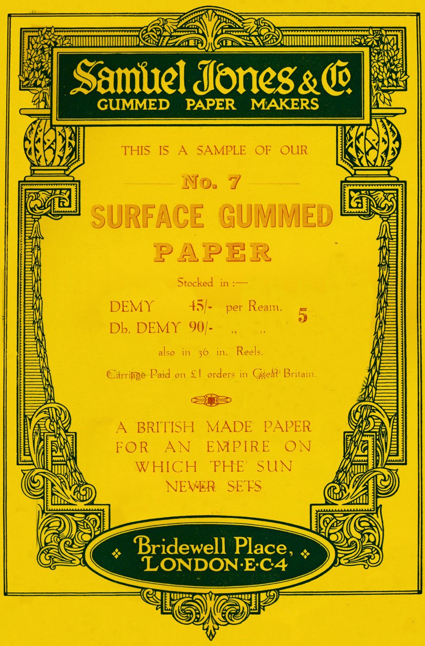 Samuel Jones & Company Gummed Paper Makers annonce, 1919 af Unbekannt