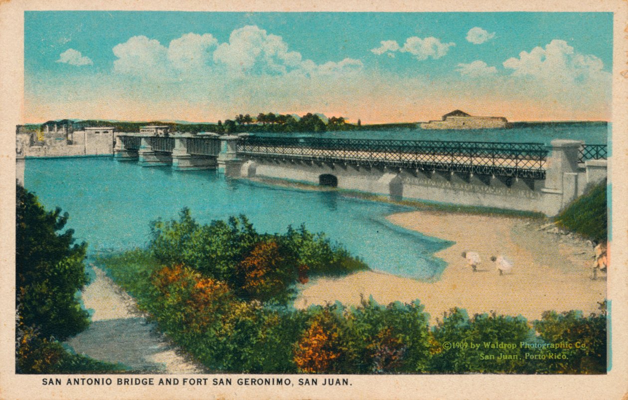 San Antonio Bridge og Fort Geronimo, San Juan, 1909 af Unbekannt