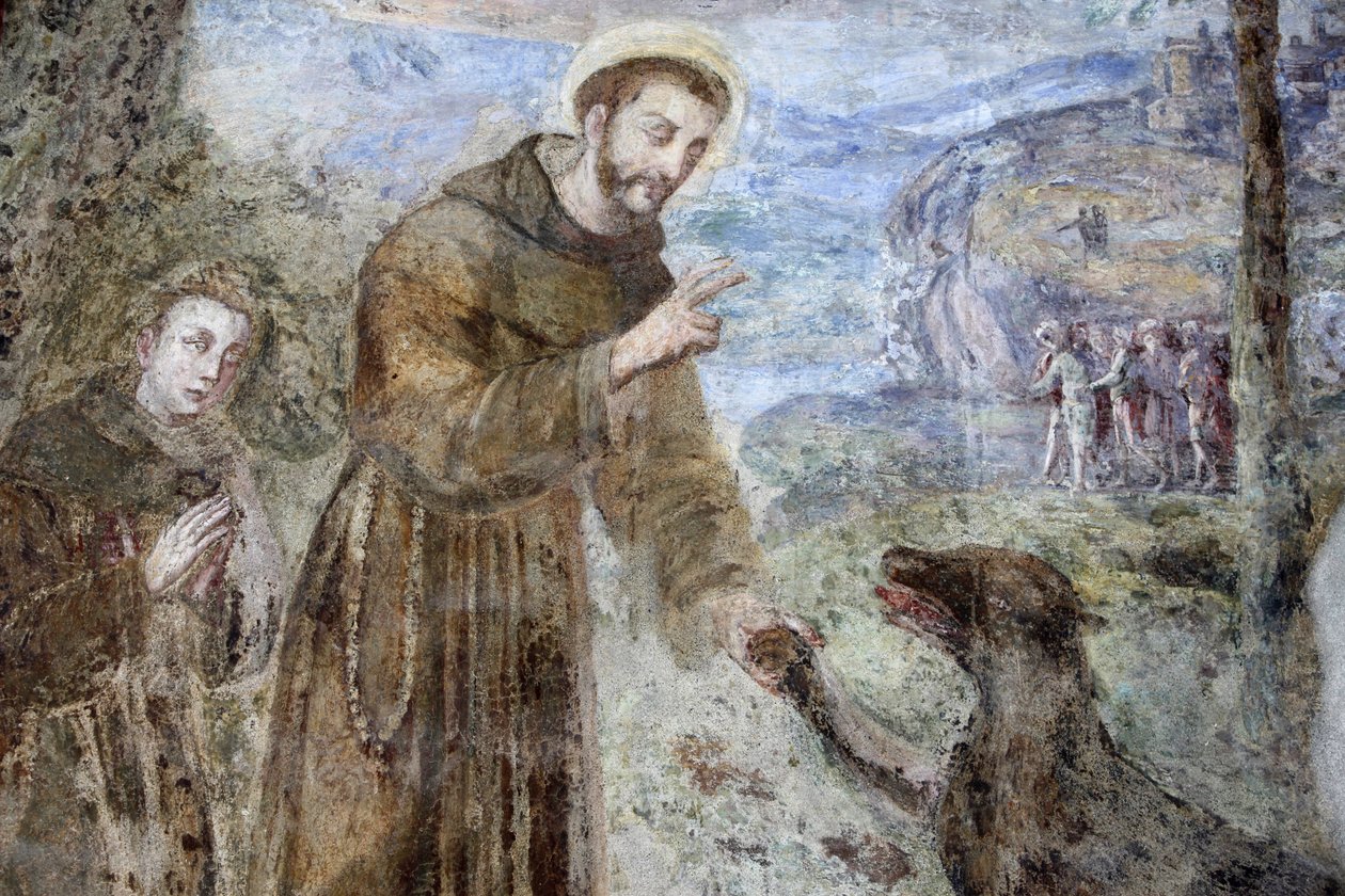 Santa Chiara kloster, Napoli Fresco detalje: SFrancesco, Napoli, Italien af Unbekannt