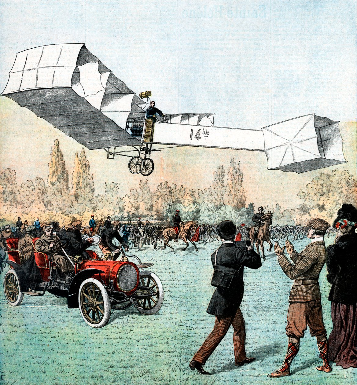 Santos-Dumont foretog den første motordrevne flyflyvning i Europa, Paris, 1906 af Unbekannt