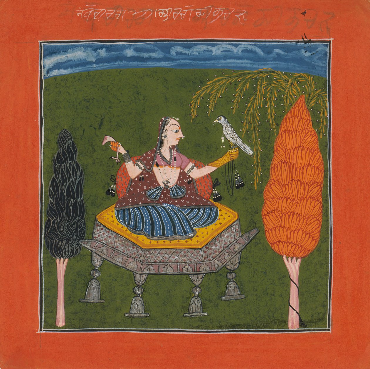Sanveri Ragini, Side fra en Ragamala Series Garland of Musical Modes, ca. 1700-1710. af Unbekannt