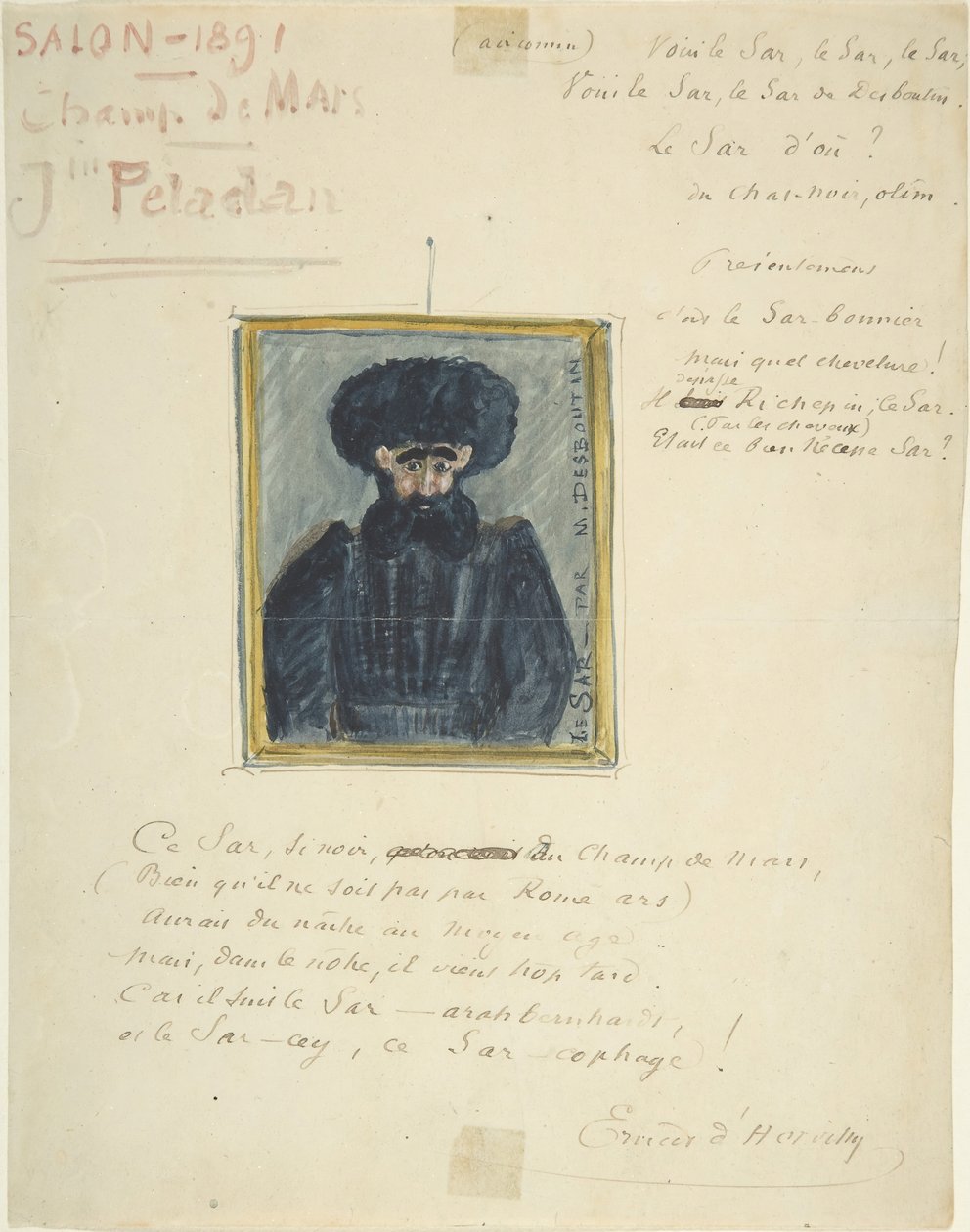 Satirisk tegning af Sâr Joséphin Peladan, 1891. af Unbekannt