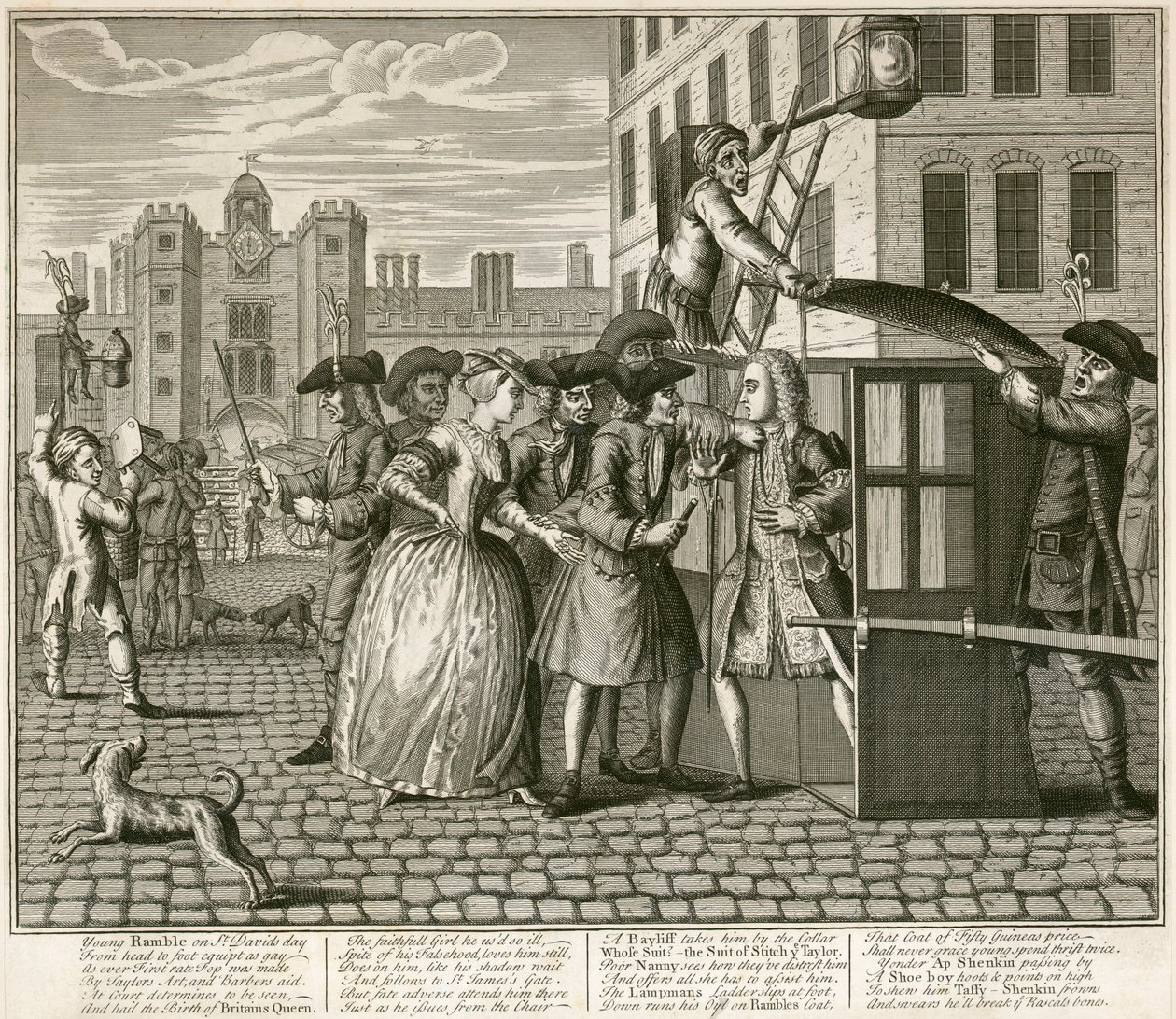 Satirisk tryk forestillende St James Palace, London, 1740 af Unbekannt