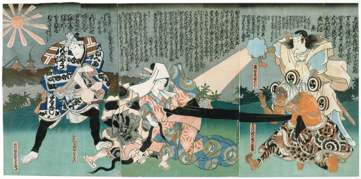 Scene ved Kabuki Theatre, 1800-tallet af Unbekannt