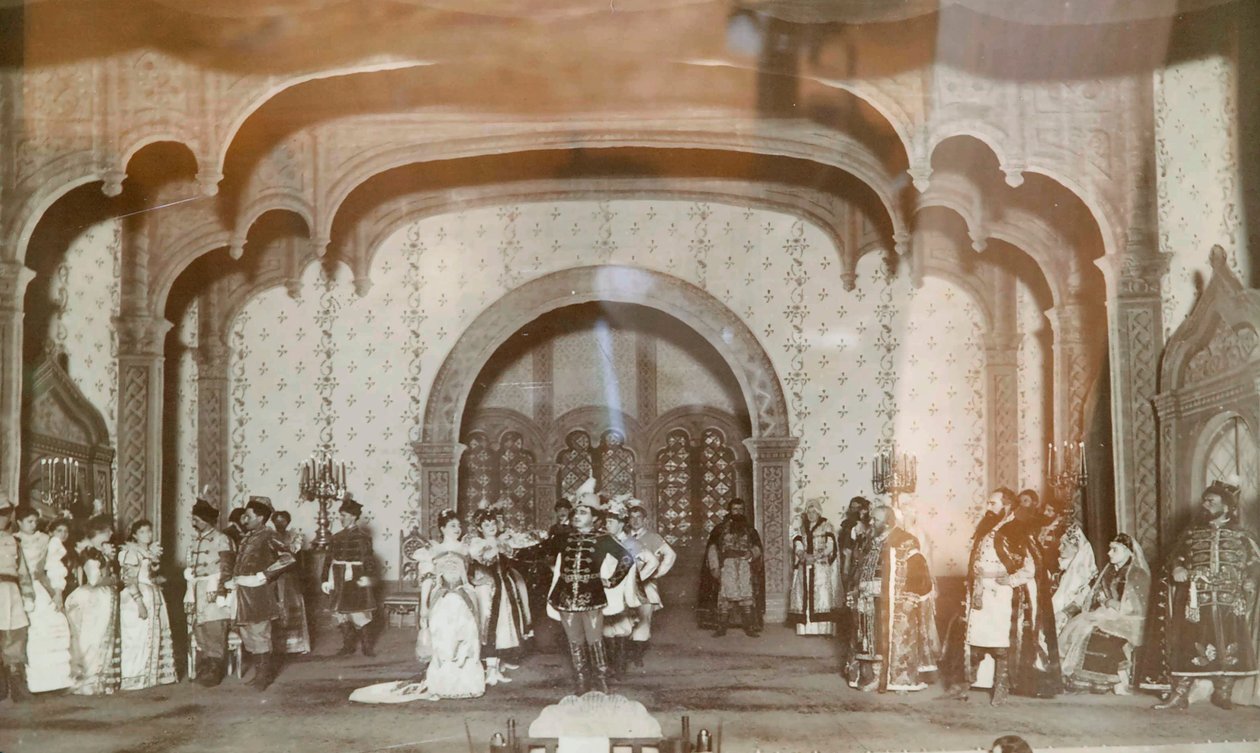 Scene fra Alexander Ostrovsky-skuespillet False Dmitry, Maly Theatre, Moskva, Rusland, 1870