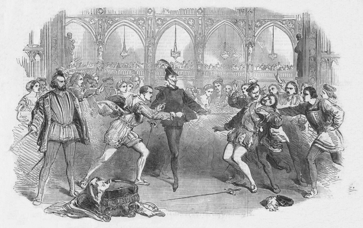 Scene fra Spohrs Faust, på Royal Italian Opera, 1852. af Unbekannt