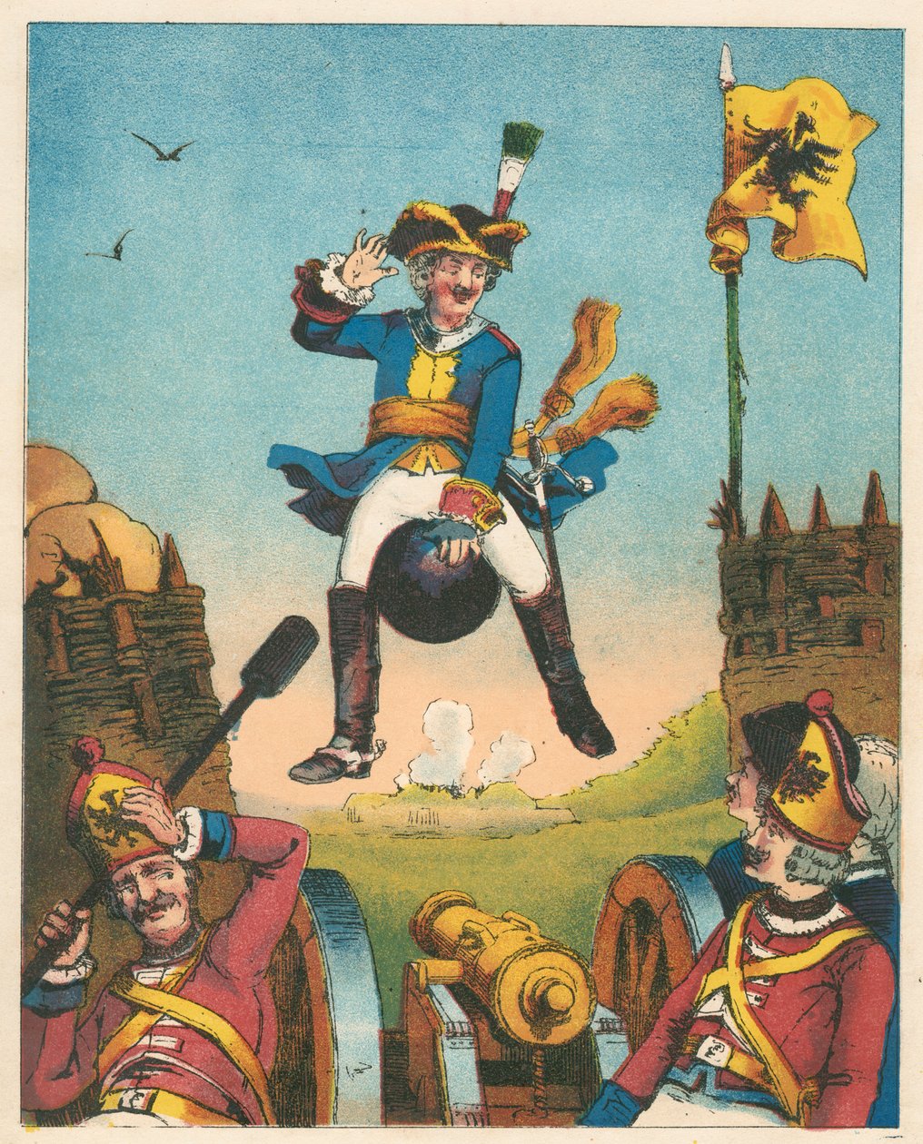 Scene fra Baron Munchausens eventyr af Rudolph Erich Raspe, c1850 af Unbekannt