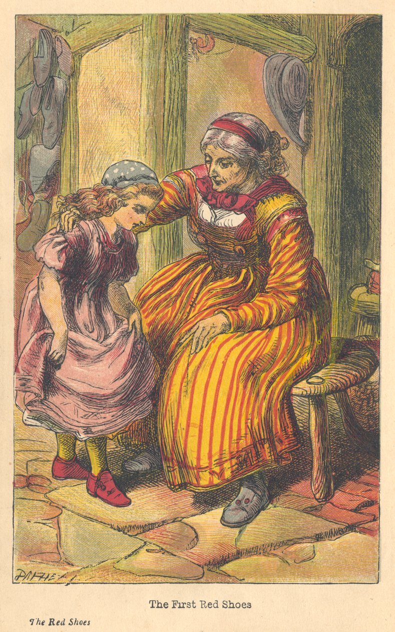 Scene fra De røde sko af HC Andersen, c1879 af Unbekannt