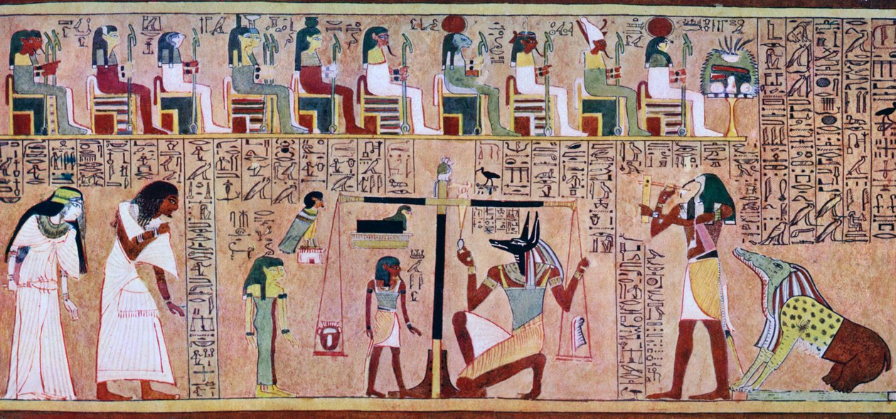 Scene fra Book of Dead of Any, egyptisk, c1275 f.Kr., c1900-1920 af Unbekannt